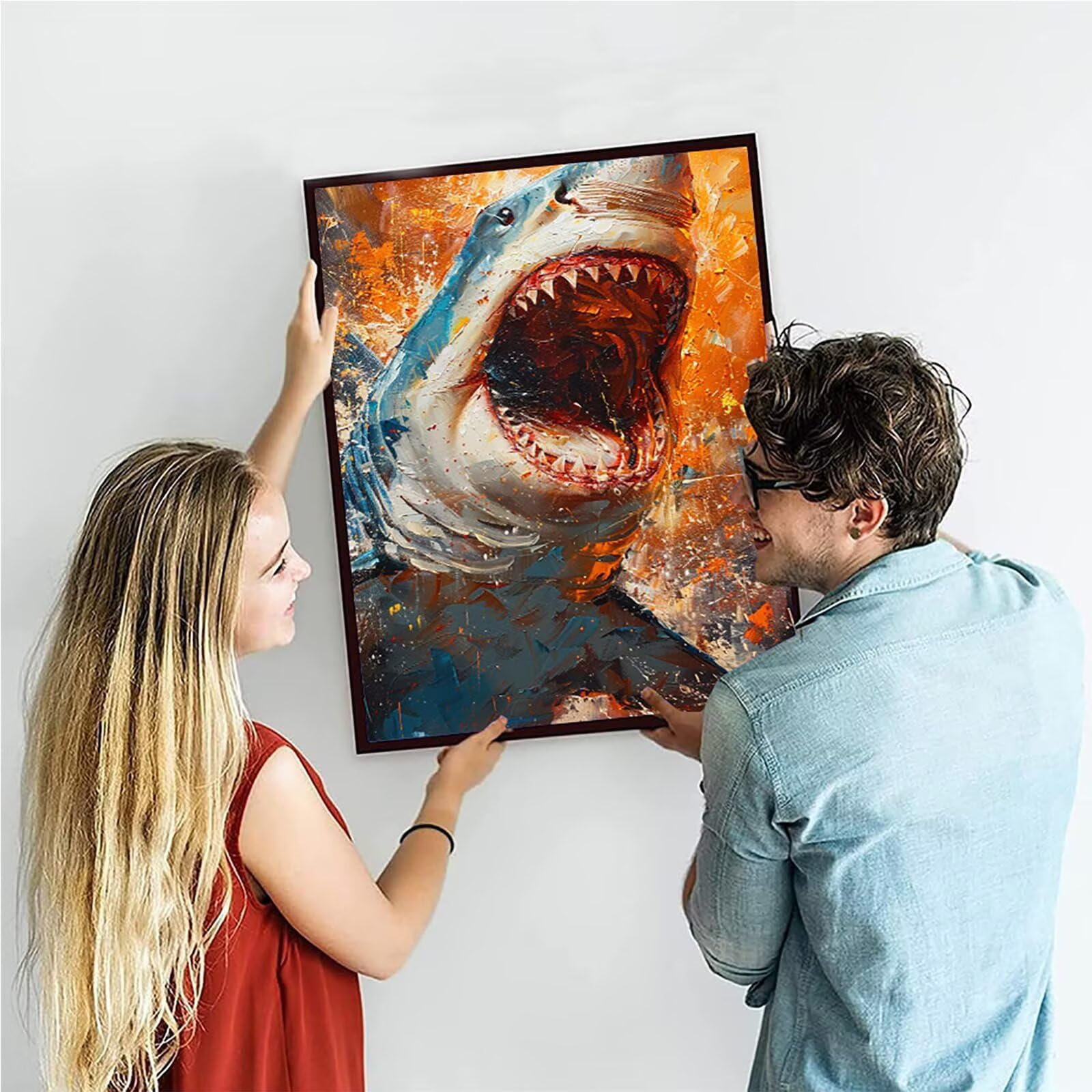 Amazon.co.jp: Paint by Numbers サメ, 数字油絵 海洋生物 初心者と